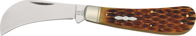 Rough Rider Hawkbill Fold Knife 440 SS hawkbill blade Amber jigged bone handle