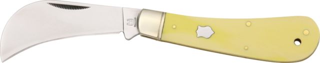 Rough Rider Hawkbill Fold Knife 440 SS hawkbill blade Smooth yellow synthetic handle RR861