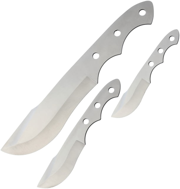Rough Rider Knifemaking Blade Set 3pc Knife Three Pieces One Piece Brushed SS 12.5in Overall w/ 6.75in Blade 8in Overall w/ 3.75in Blade 6.5in Overall - Rough Rider