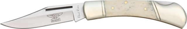 Rough Rider Lockback 3 3/4in Fold Knife SS clip point blade White smooth bone handle