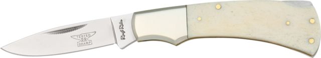 Rough Rider Lockback 3 5/8in Fold Knife SS drop point blade White smooth bone handle RR135