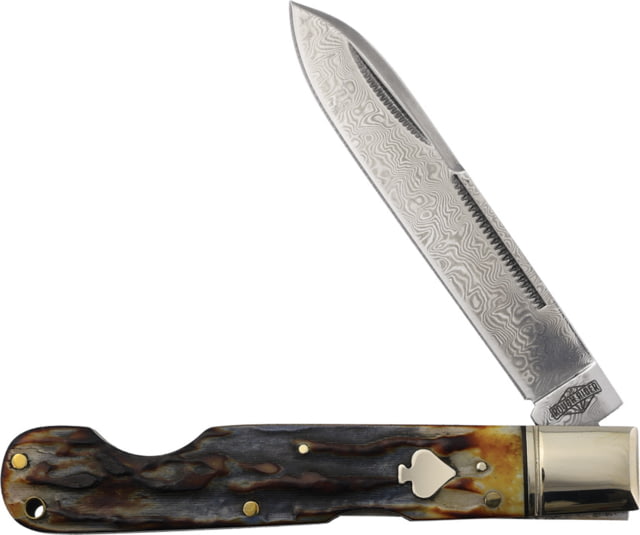 Rough Rider Lockback Cinnamon Bone Damascu
