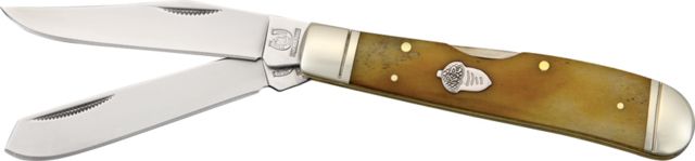 Rough Rider Lockback Trapper Fold Knife 440 SS clip and spey blade Smooth tobacco bone handle - Rough Rider