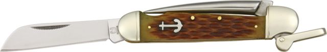 Rough Rider Marlin Spike Fold Knife 440 SS sheepsfoot blade and marlin spike Amber jigged bone handle