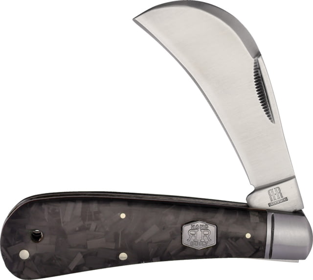 Rough Rider Midnight Ice Hawkbill Folding Knife 4in Satin Finish Stainless Hawkbill Blade Black Carbon Fiber Handle KB117R /