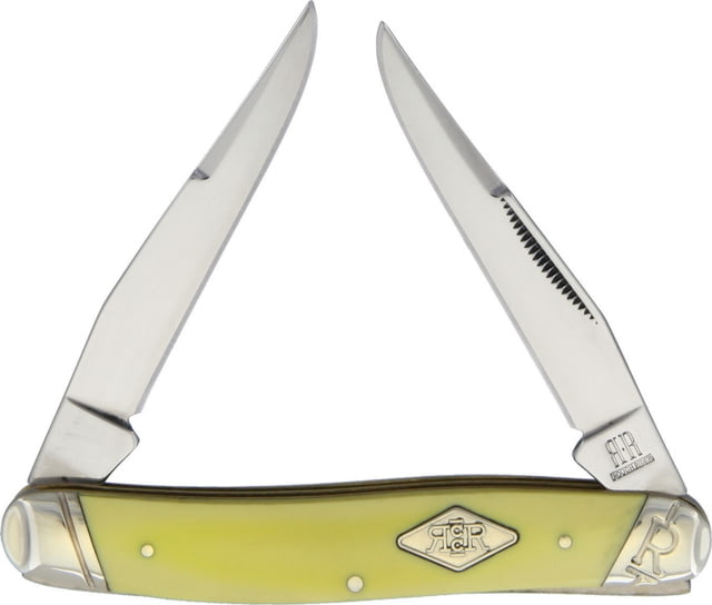 Rough Rider Muskrat Yellow Carbon Folding Knife Mirror Carbon Steel Dual Clip Blade Yellow Smooth Synthetic Handle KB209R /