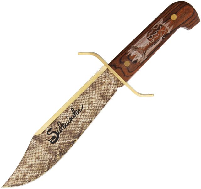Rough Ryder Sidewinder Bowie Fixed Blade Knife 9.5in Stainless Steel Standard Edge Brown Wood Handle - Rough Ryder