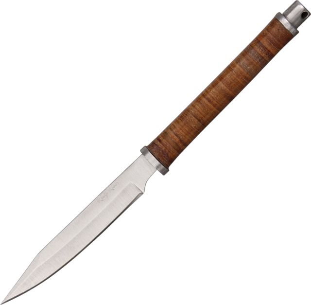 Rough Rider Slim Design Fixed Blade Knife3.25inStainless BladeStacked Leather Handle RR1407 - Rough Rider