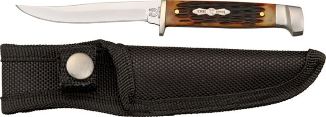 Rough Rider Small Hunter Fixed knife 6.25in Full tang Blade Amber jigged bone handle - Rough Rider