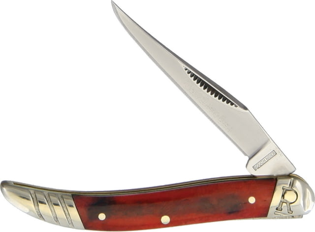 Rough Rider Small Toothpick Cherry Folding Knife SS Long Clip Blade Black Cherry Smooth Bone Handle Blade Etching KB106 / BLACK CHERRY