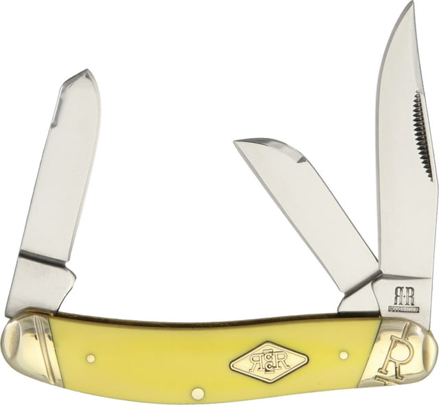 Rough Rider Sowbelly Carbon Yellow Folding Knife Mirror Carbon Steel Clip Sheepsfoot Spey Blades Yellow Smooth Synthetic Handle KB302R /