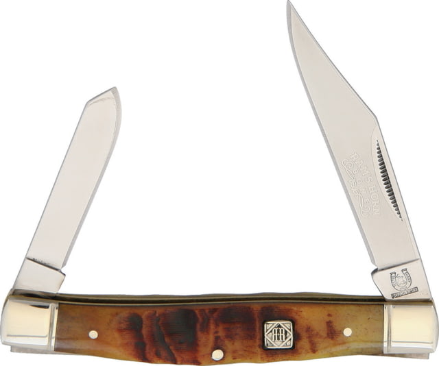 Rough Rider Stockman Brown Rams Horn Bone Folding KnifeClip and SpeyBrownRam Horn Handle KB240 /