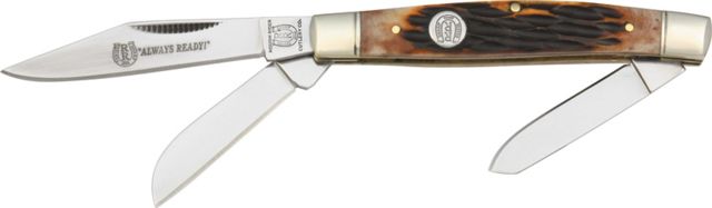 Rough Rider Stockman Fold Knife 3.25in. Clip spey and sheepsfoot blade Amber jigged bone handle