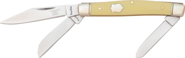 Rough Rider Stockman Fold Knife 3.25in. Clip spey and sheepsfoot blade Smooth yellow synthetic handle - Rough Rider
