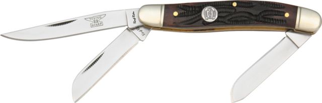 Rough Rider Stockman Fold Knife 3.5in Clip spey and sheepsfoot blade Stag bone handle