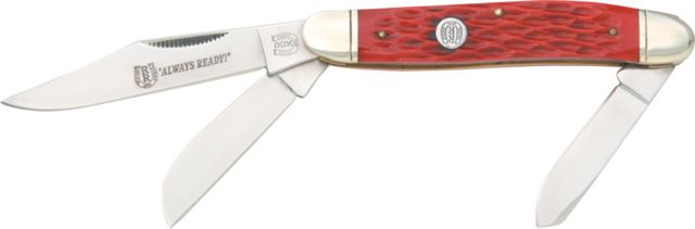 Rough Rider Stockman Fold Knife 3 7/8in Clip spey and sheepsfoot blade Red jigged bone handle RR205 - Rough Rider Knives