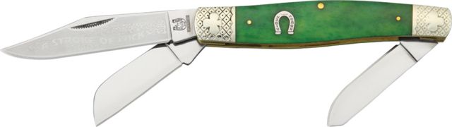 Rough Rider Stockman Fold Knife 4 1/4in. Clip spey and sheepsfoot blade Smooth green bone handle - Rough Rider