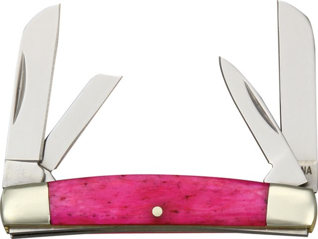 Rough Rider Tiny Congress Fold Knife SS twin sheepsfoot pen and coping blade Pink smooth bone handle RR1255 - Rough Rider
