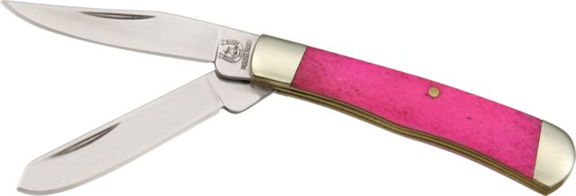 Rough Rider Tiny Trapper Fold Knife clip and spey blade Pink smooth bone handle