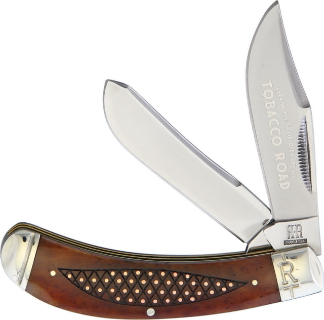 Rough Rider Tobacco Road Bow Trapper Folding Knife Mirror SS Clip/ Spey Blades Tobacco Bone Handle - Rough Rider