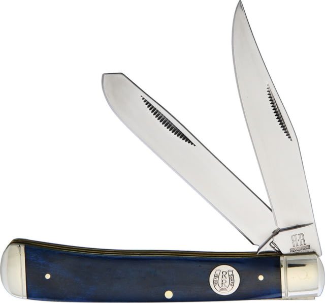 Rough Rider Trapper Blue Bone Folding Knife SS Clip/ Spey Blades Navy Smooth Bone Handle KB201 / BLUE SMOOTH BONE