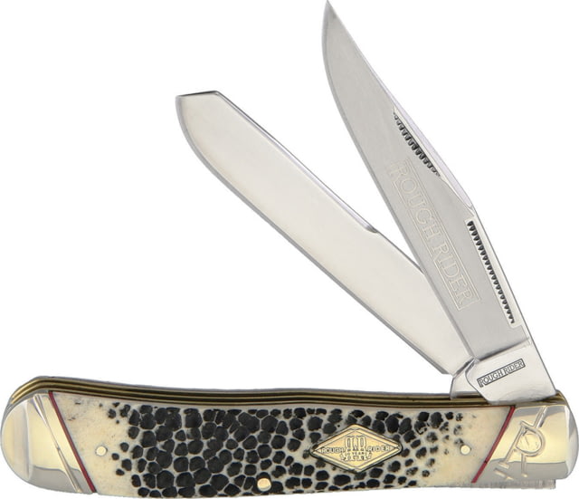Rough Rider Trapper Buckshot Bone Folding KnifeStainless SteelStandard EdgeClip and SpeyMirror PolishBuckshotBone Handle KC012 / - Rough Rider