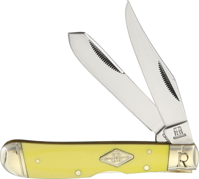 Rough Rider Trapper Carbon Yellow Folding Knife Mirror Carbon Steel Clip/ Spey Blades Yellow Smooth Synthetic Handle KG203R / - Rough Rider