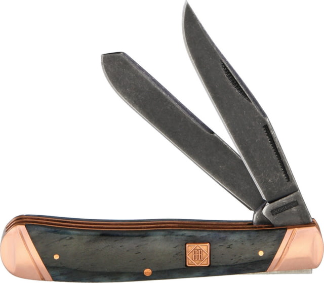 Rough Rider Trapper Copper Bolster Folding KnifeStainless SteelStandard EdgeClip and Spey Black Stonewash Black Smooth Bone Handle KC012 / - Rough Rider