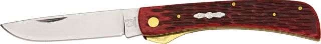 Rough Rider Work Fold Knife 440 SS drop point blade Red jigged bone handle