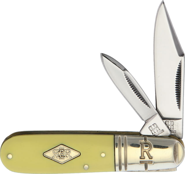 Rough Rider Barlow Classic Carbon Folding Knife Mirror finish carbon steel clip and pen blades Yellow synthetic handle  / KB211R - Rough Rider