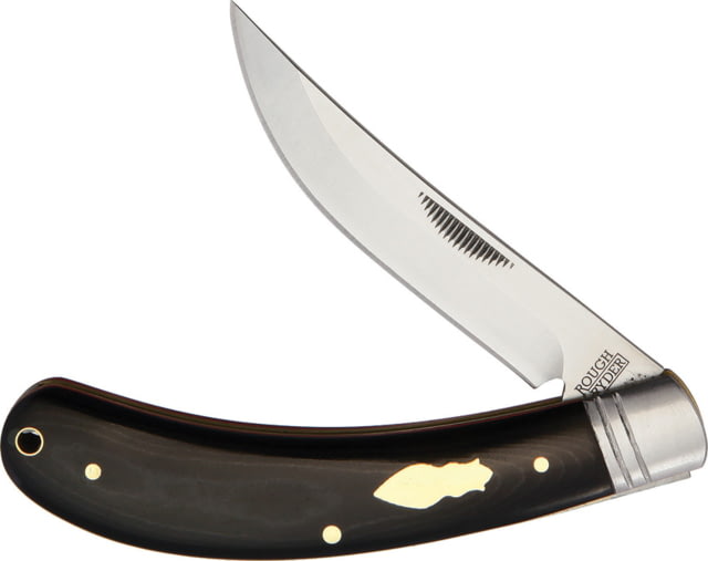 Rough Rider Bow Trapper T10 Folding Knife Satin finish T10 High-Speed Tool Steel blades Black micarta handle / PK208
