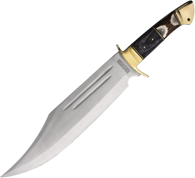 Rough Ryder Bowie Stainless 14.00 in Fixed Blade Knife Stag bone and black wood