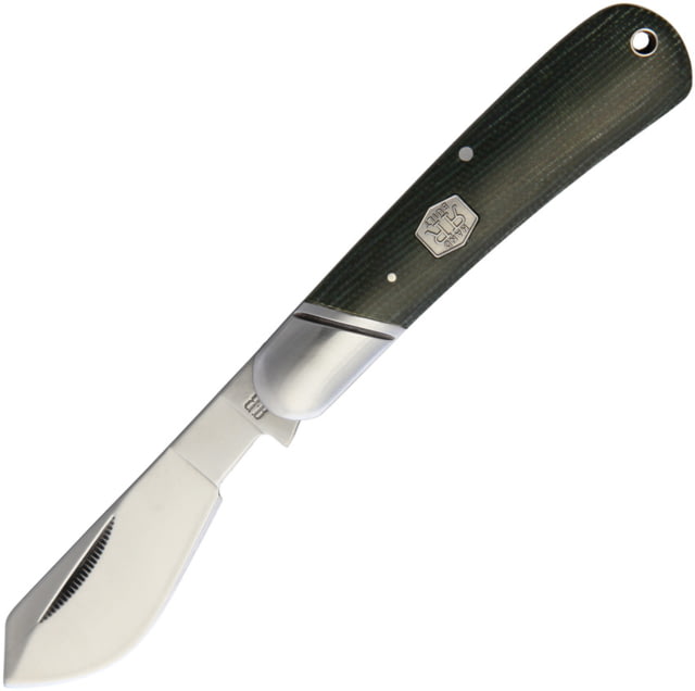 Rough Ryder Cotton Sampler Green Micarta Folding Knife Satin finish stainless wide belly blade Green canvas micarta handle KB146R / - Rough Ryder