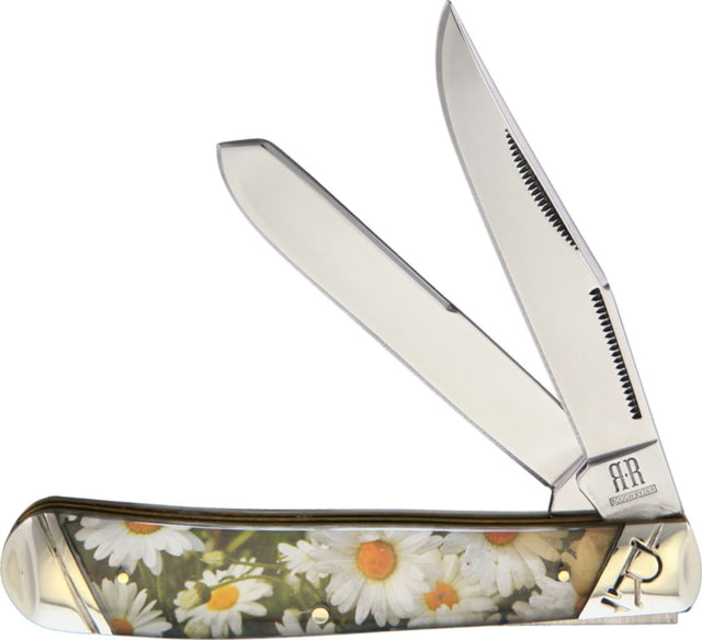 Rough Ryder Daisy Trapper Flowers Series Folding Knife Mirror finish stainless clip and spey blades Acrylic handle KB201R DAISIES - Rough Ryder