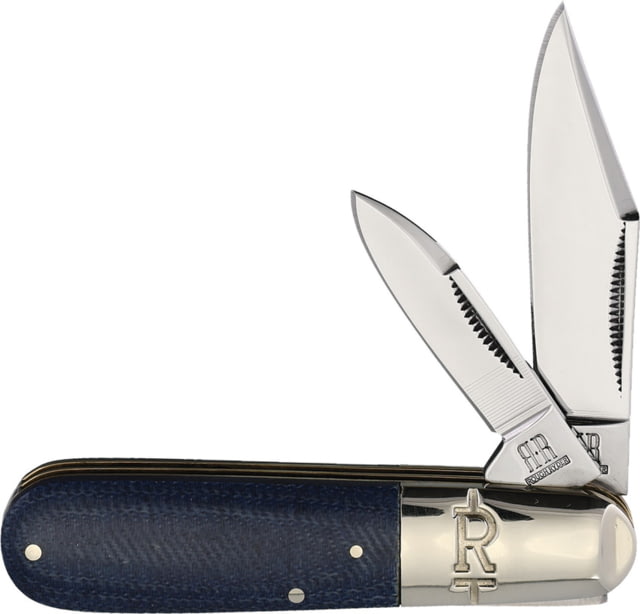 Rough Rider Denim Barlow Folding Knife Mirror finish stainless clip and pen blades Denim micarta handle  KB211R - Rough Rider Knives