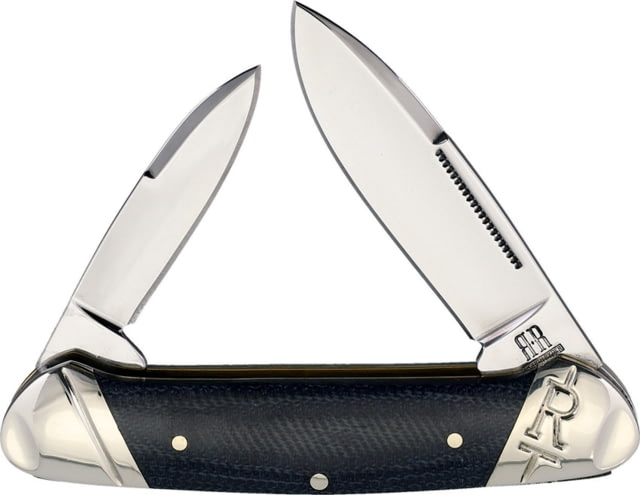 Rough Rider Denim Canoe Folding Knife Mirror finish stainless spear and pen blades Denim micarta handle KB203R