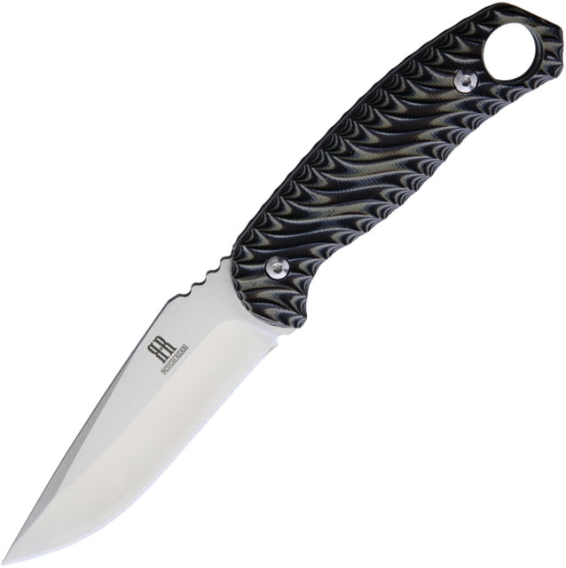 Rough Ryder Fixed Blade/ Fixed Blade Knife 8.25in Overall 3.75in Satin SS Drop Point Black/Tan Sculpted G10 Handle Black Nylon Belt Sheath - Rough Ryder