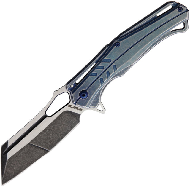 Rough Rider Framelock Blue Folding Knife 3.63" stainless blade Blue stonewash finish stainless handle