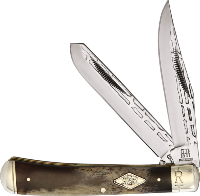 Rough Rider Heavy Forge Trapper Folding Knife Mirror finish high carbon stainless clip and spey Brown smooth bone handle - Rough Rider Knives