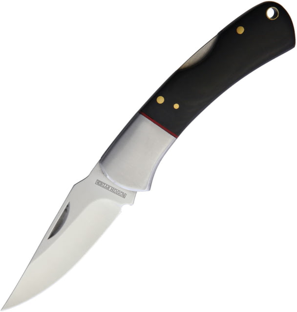 Rough Rider Highland Lockback Folding Knife 3" satin finish stainless clip point blade Black micarta handle - Rough Rider Knives