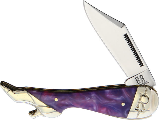 Rough Rider Leg Knife Purple Swirl Mirror finish stainless clip blade Purple swirl acrylic handle  / KB114R - Rough Rider