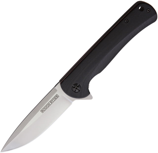 Rough Ryder Linerlock G10 Folding Knife 3.75" satin finish high carbon stainless blade Black G10 handle  QO2 T10 - Rough Ryder