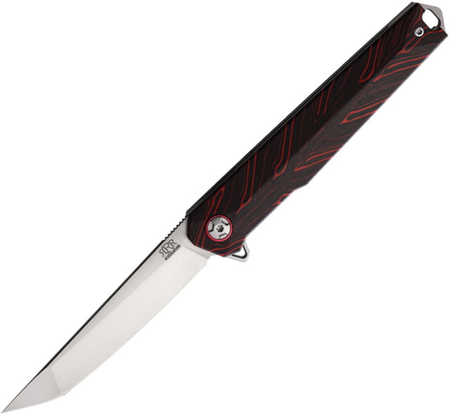 Rough Rider Linerlock Tanto Black/Red Folding Knife 4.63in Closed 3.5in Satin D2 Tool Steel Tanto Blade Black/Red G10 Handle RRR029  BLK/RED - Rough Rider
