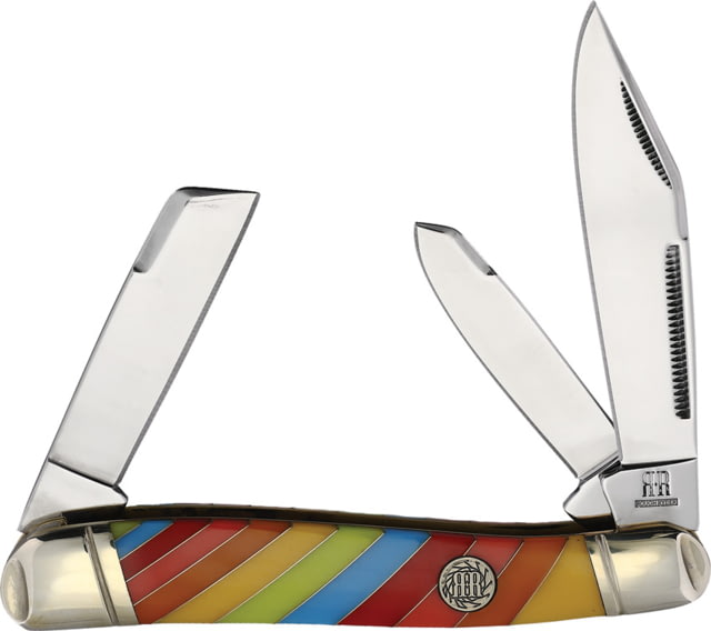 Rough Rider Lollipop Series Texas Stockman Knife 4.88in Closed Mirror Stainless Clip/Sheepsfoot/Spey Blades Multi Plastic Handle  KC015 - Rough Rider