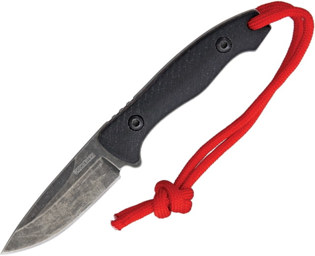 Rough Rider Neck Knife With Kydex Sheath Fixed Blade Knife 4.88in Overall 2in Black Stonewash SS Drop Point Black G10 Handle Black Kydex Neck Sheath - Rough Rider