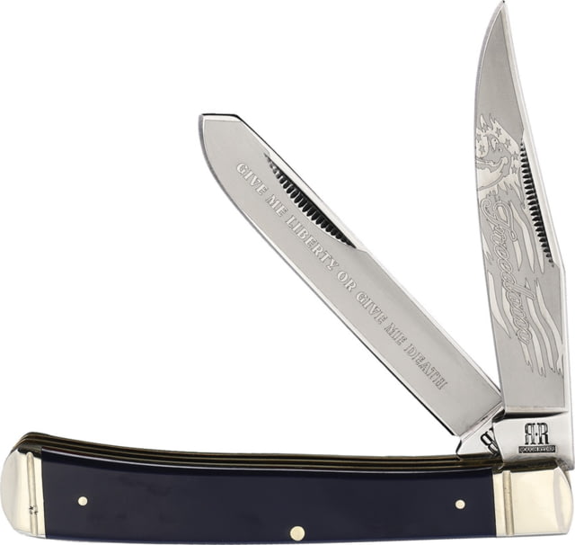 Rough Ryder Patriot Trapper Folding Knife Stainless clip and spey blades Navy smooth synthetic handle KB201 / - Rough Ryder