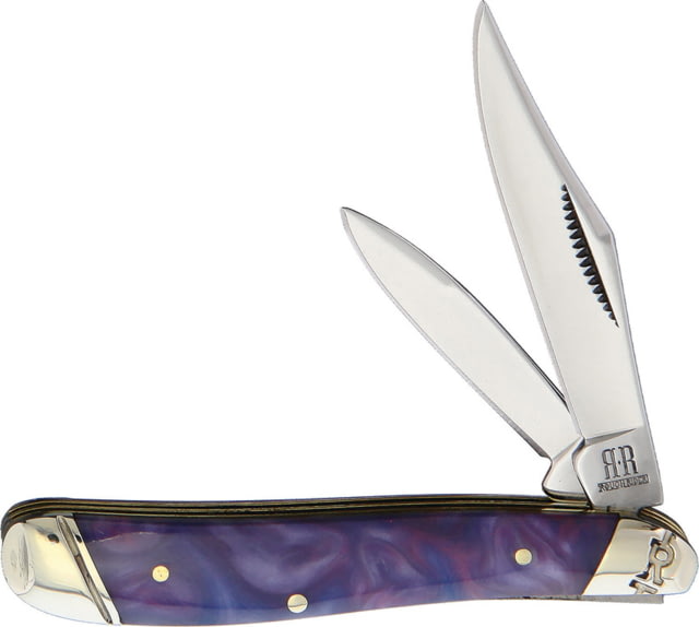 Rough Rider Peanut Purple Swirl Folding Knife Mirror finish stainless clip and pen blades Purple swirl acrylic handle  / KB206R - Rough Rider Knives