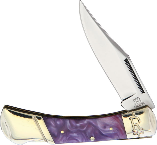 Rough Rider Purple Swirl Lockback Folding Knife 2.75" mirror finish stainless clip blade Purple swirl acrylic handle  / KA09R - Rough Rider