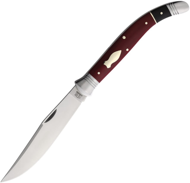 Rough Rider Sabacc D2 Micarta Folding Knife 5.25in Closed 4.25in Satin D2 Tool Steel Clip Point Blade Black/Burgundy Micarta Handle RRR025 D2