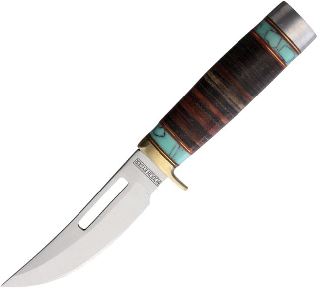 Rough Ryder Skinner  4.50 in Fixed Blade Knife Stacked leather and turquoise 45671 - Rough Rider